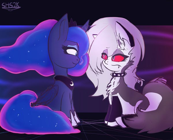 Two Moon Ponies - My little pony, Helluva boss, MLP crossover, Ponification, Princess luna, Loona, 