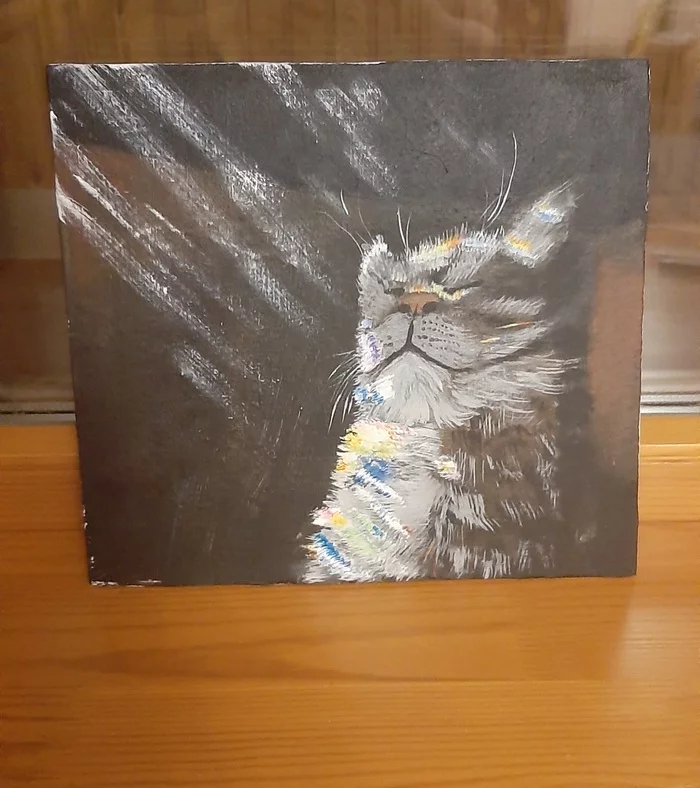 I urge everyone to calm down, to put their thoughts in order, like this cat - , Beginner artist, Calmness, Drawing, cat, My