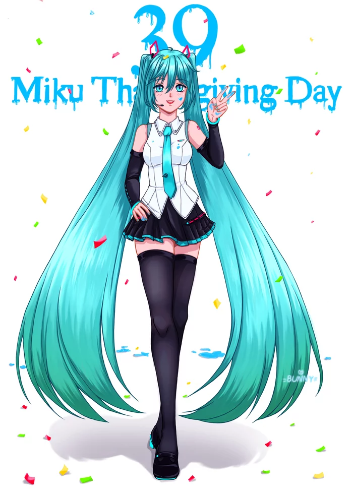 Miku Day - My, Anime, Anime art, Bunny, Hatsune Miku, Art, 