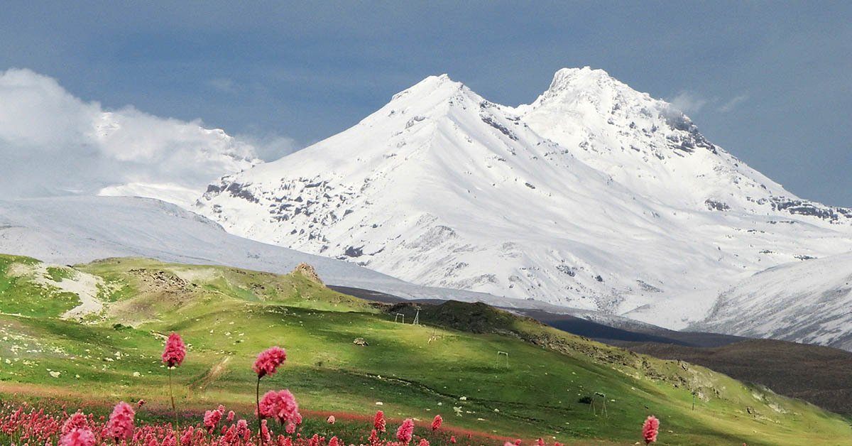 Подножие горы эльбрус. Гора Эльбрус. Горный пейзаж Эльбрус. Альпийские Луга. Поле горы.