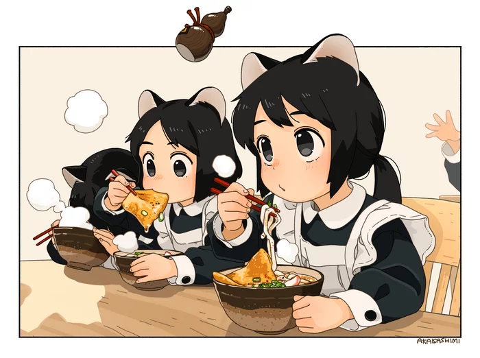 Udon - Anime, Anime art, Anime original, Housemaid, Akai sashimi, Neko, Animal ears, Udon, 