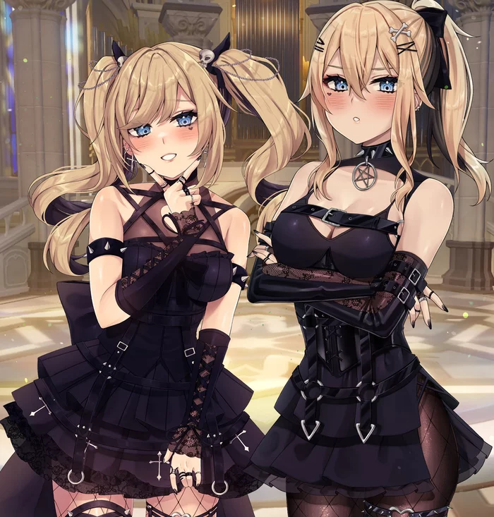 Gothic sisters - Genshin impact, Barbara, Jean, Art, Girls, Games, Anime, Anime art, 