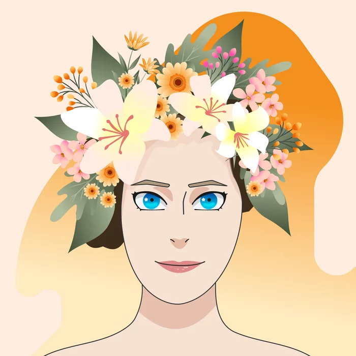 Portrait in the style of Anime (First experience) - My, Portrait, Anime, Style, Vector graphics, Inkscape, Naruto, Flowers, March 8, Girls, Anime art, Anime original, First experience, 