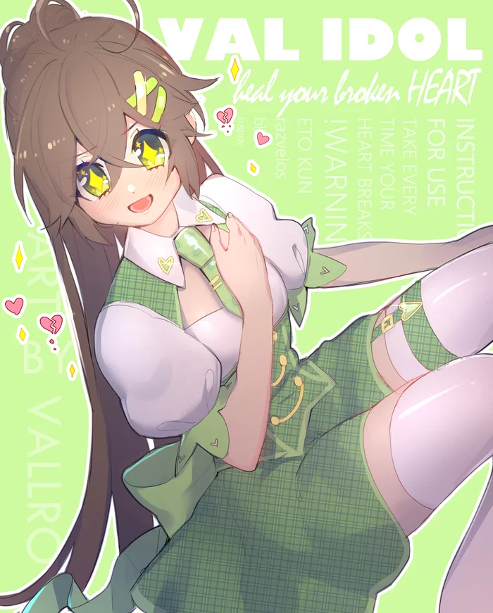 VaLiDol - My, Anime art, Anime original, Original character, Milota, Green, Girls, Long hair, Pixiv, Anime