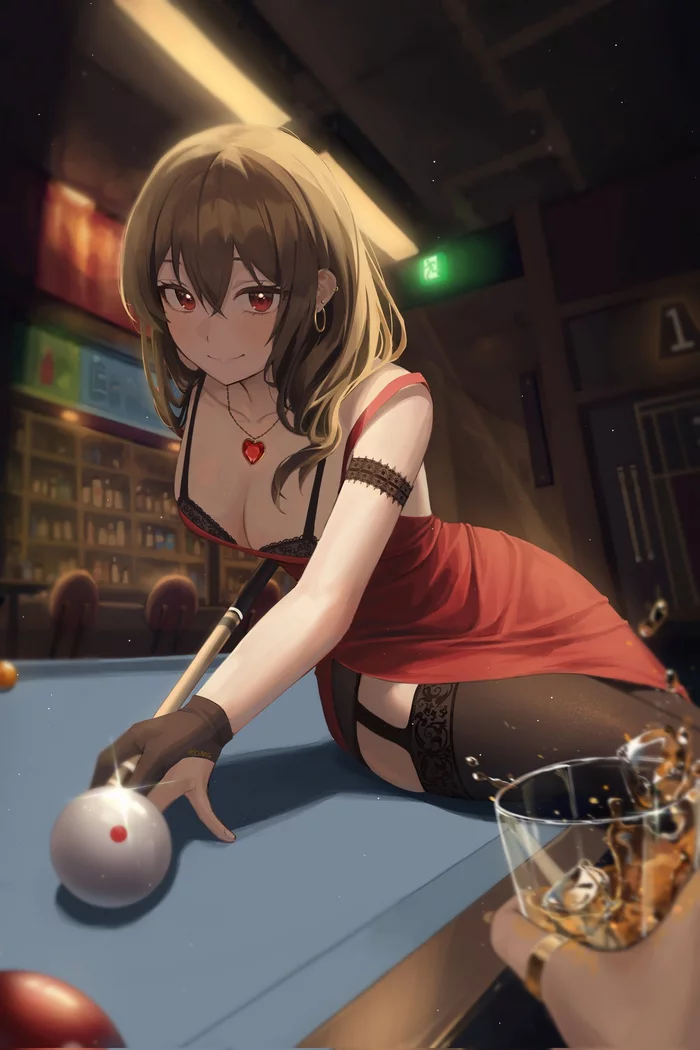 Anime Art - Anime, Anime art, Art, Girls, Billiards, Stockings, 