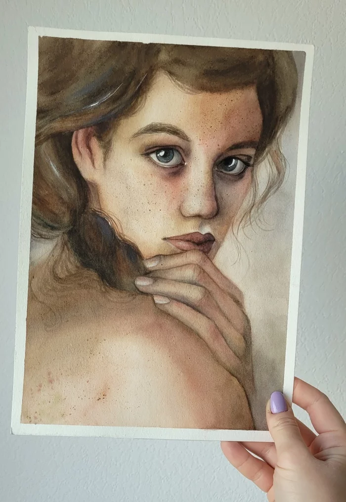 Portrait - My, Watercolor, Portrait, Painting, Illustrations, Creation, Girls, 