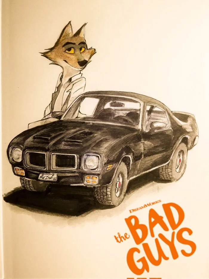 Bad guy - Furry, Furry wolf, The Bad Guys, Art, Traditional art, Drawing, 