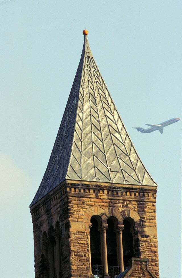 20 years ago, someone planted a pumpkin on top of a Cornell University spire in the middle of the night. - Spire, Pumpkin, University, 