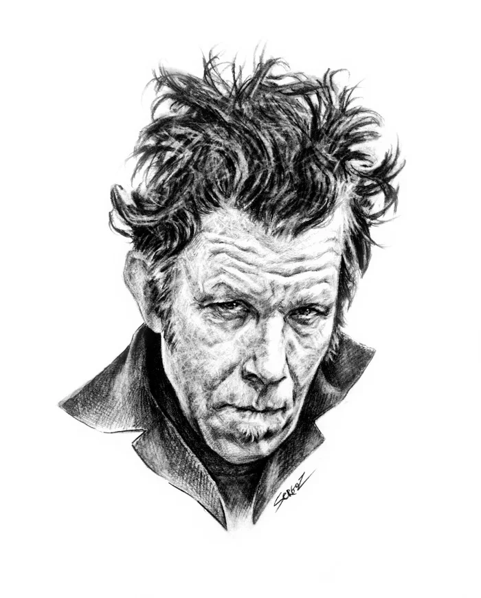 Tom Waits - My, Sergoz, Illustrations, Drawing, Creation, Painting, Tom Waits, Jazz, Blues, Folk, Dark Cabaret, 