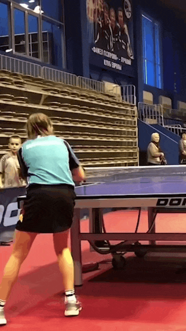 The girl's expression: What the fuck?! - Sport, Table tennis, GIF, Mat, 