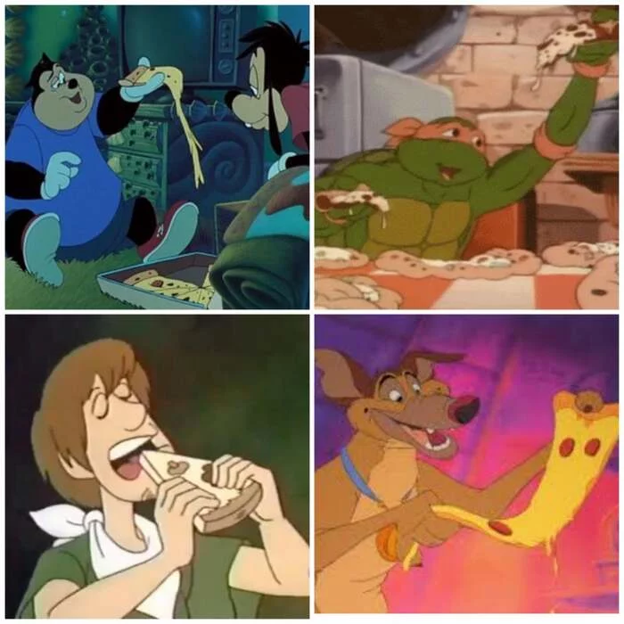 Love of pizza - Humor, Pizza, Nostalgia, , Cartoons, Childhood