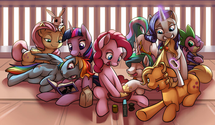    , My Little Pony, Ponyart, Gsphere, Mane 6, Princess Celestia, Spike, Angel Bunny