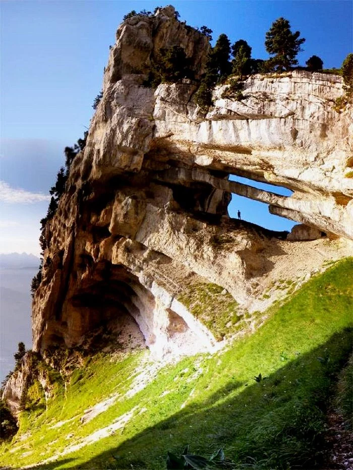 Natural arch in the French Alps - The mountains, Alps, Arch