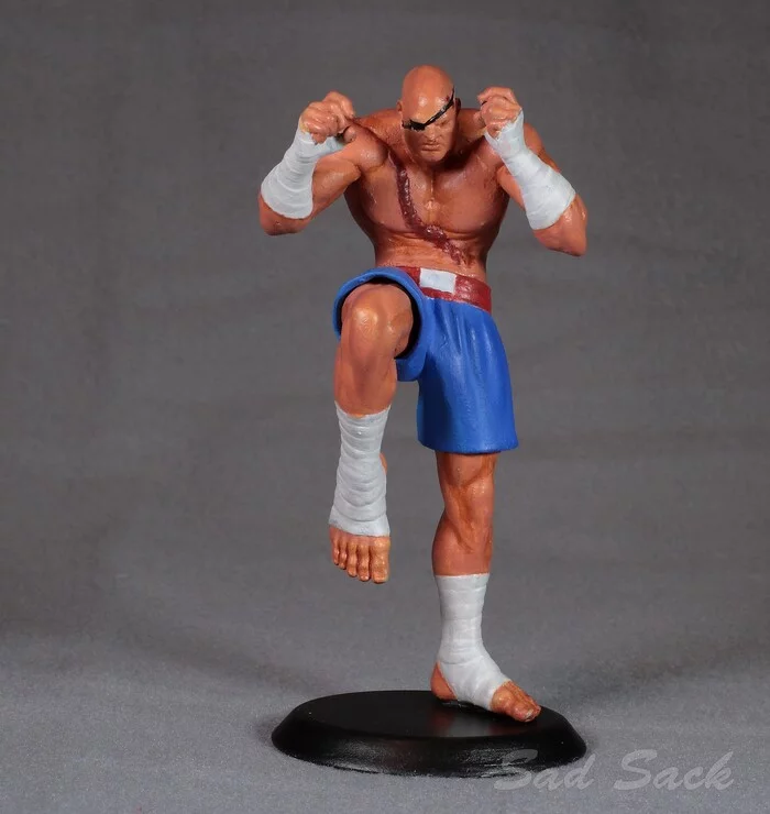 Street Fighter V. Sagat on a 3D printer - My, Street fighter, Sagat, Painting miniatures, Miniature, Modeling, 3D, 3D печать, 3D modeling, Needlework without process, Computer games, Video game, Fighting, Figurines, Collecting, Stand modeling, Scale model, Longpost