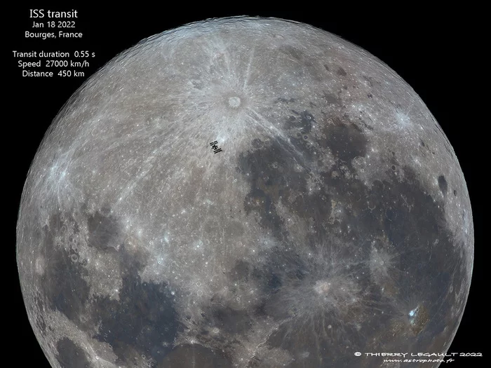 Passage of the ISS against the background of the moon in 2022 - Flight, Space, ISS, moon, The photo, Astronomy, Longpost