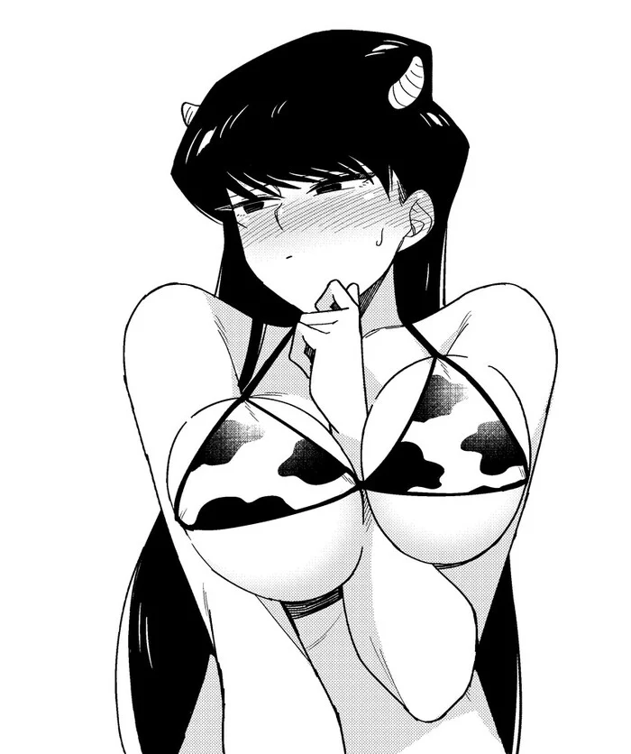 Korovka Komi - NSFW, Komi-san wa comyushou desu, Shouko komi, Anime art, Anime, Art, Boobs, Cowsuit