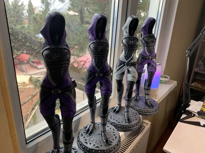 Four Tali - My, 3D печать, Painting miniatures, Figurines, Modeling, Mass effect, Tali zorah, Video, Vertical video, Longpost