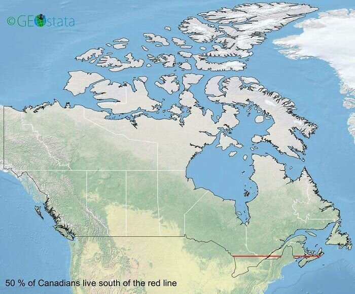 Response to the post 50 per cent of Canadians live south of the red line - Cards, Canada, No rating, Reply to post