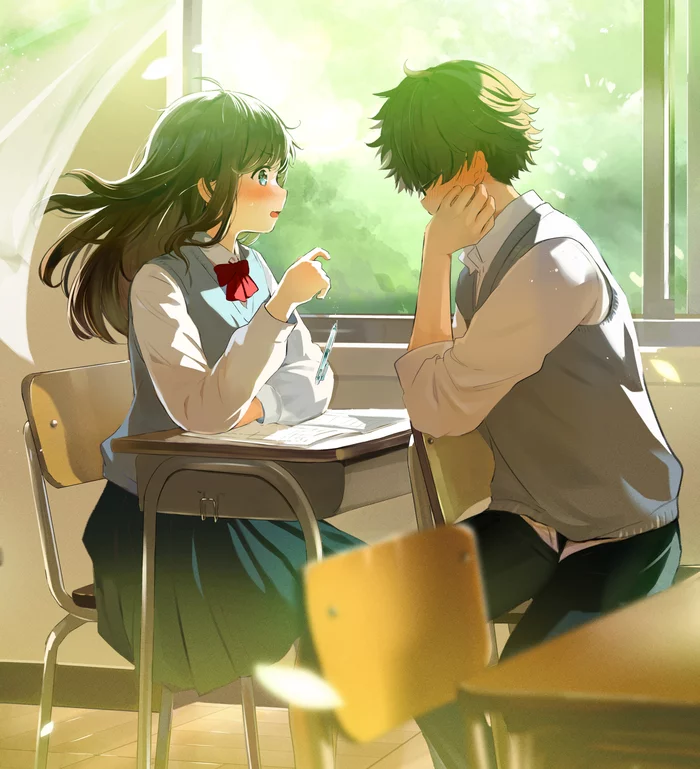 One Day in Spring - Anime, Anime art, Anime original, Declaration of love, Romance