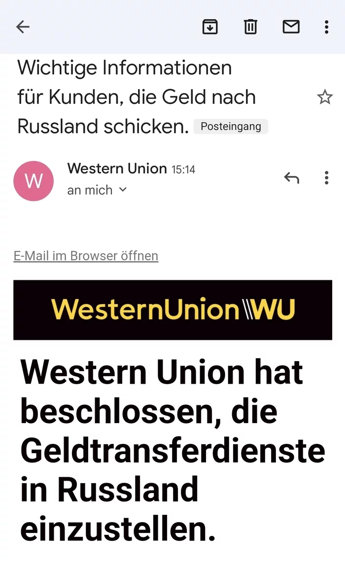 Western Union no longer transfers to Russia - My, Sanctions, Relatives, Western Union, Germany