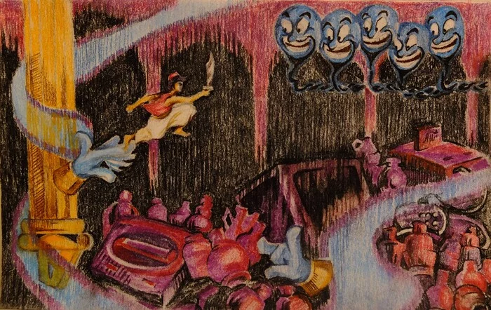 Aladdin (sega) Art - My, Art, Painting, Game art, Sketch, Drawing, Sketch, Pen drawing, Aladdin, Pencil drawing