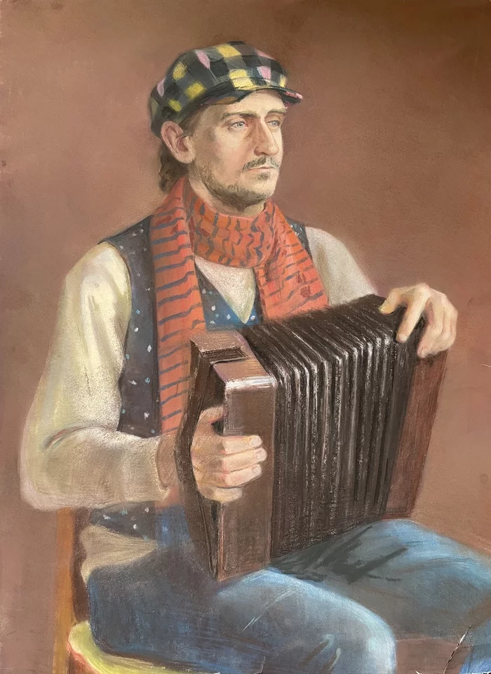 Pastel portrait - My, Portrait, Pastel, Musicians, Accordionist, Painting, Artist, Art, Art, 