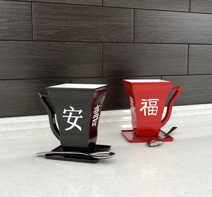 Black and Red... - My, 3D modeling, Tableware, Fantasy, Hobby, Кружки, Just, Creation