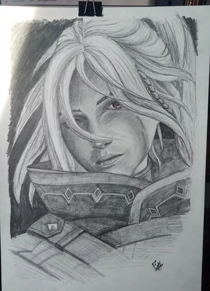 Something like this - My, Drawing, Pencil, Dota 2, Drow ranger, 