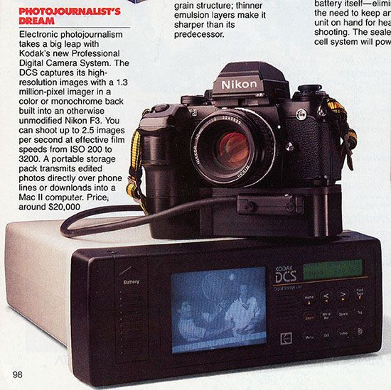 The first portable digital SLR camera with a display - 1991 Kodak DCS 100 - Camera, The photo, Kodak, 