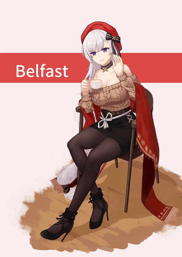 Belfast - Anime, Anime art, Azur lane, Belfast, Mobile games, Tights, Choker, 