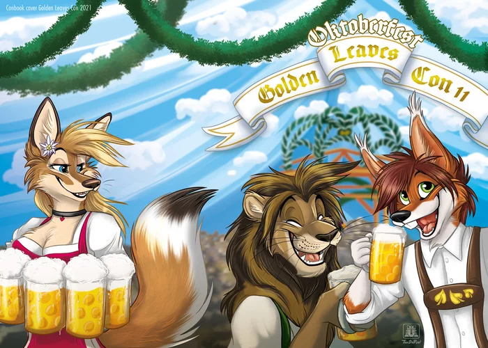 Oktoberfest - Furry, Anthro, Art, Furry lion, Furry fox, Tanidareal, Furry squirrel, 
