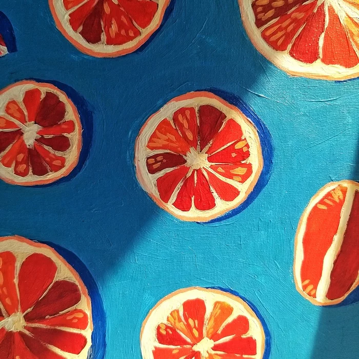 A little creativity - My, Creation, Painting, Acrylic, Orange, Strawberry (plant), Papaya, Longpost, 