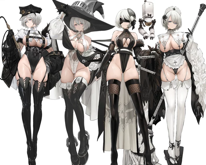 Какую выберешь? - NSFW, Эротика, Рисованная эротика, Игры, Yorha unit No 2 type B, NIER Automata, Dishwasher1910, 