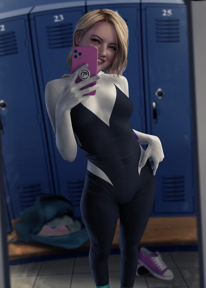 Spider gwen - , Longpost, Viiperart, Marvel, Gwen Stacy, Erotic, Girls, Art, NSFW