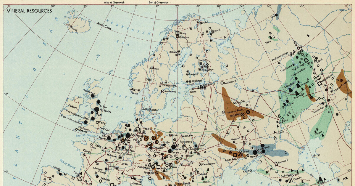 Минеральные ресурсы европы карта