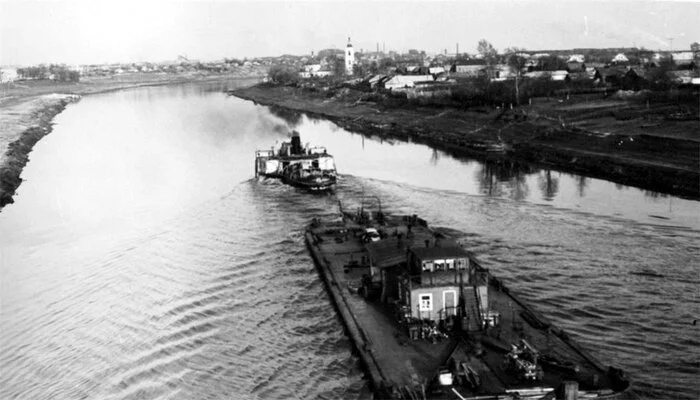 River tug in the frame and not only - My, Voskresensk, Voskresensky District, Old photo, River fleet, Moscow River, , Tow