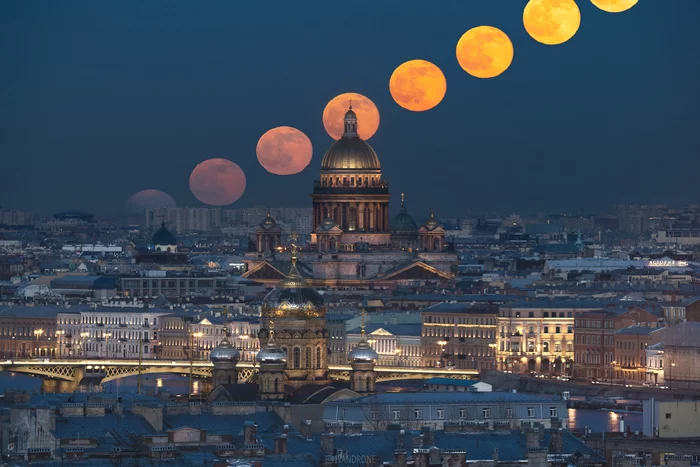 Lunar sequence - My, The photo, Landscape, Saint Petersburg, Saint Isaac's Cathedral, Nikon, Tamron, moon, Full moon, 
