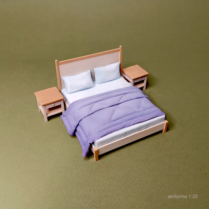 Crib - My, Miniature, 3D печать, 3D, Modeling, 3D modeling, Painting miniatures, Stand modeling, Bed, Bedroom, Needlework without process, 