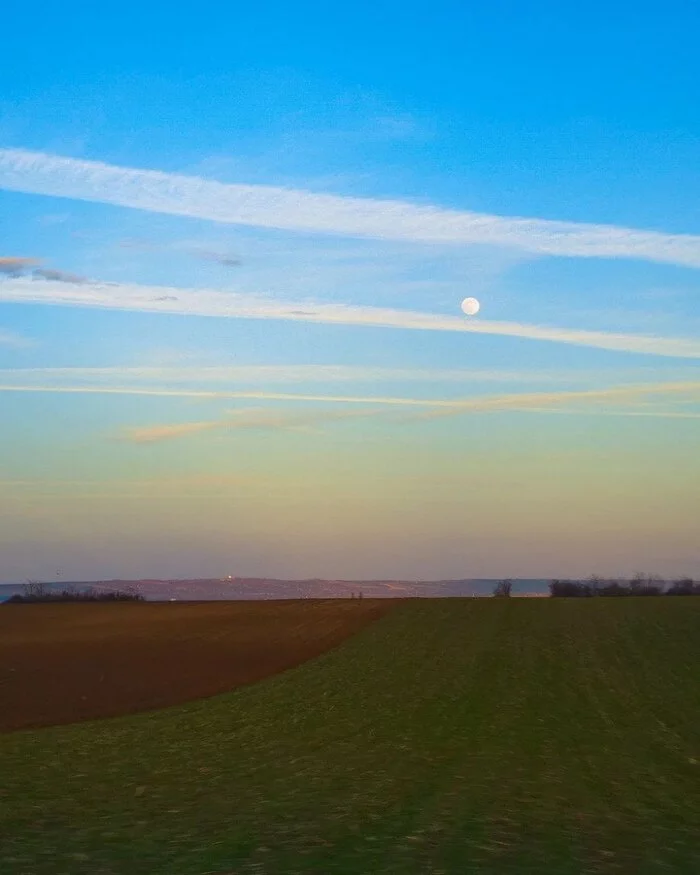 Landscape - My, Landscape, moon, Field, , The photo