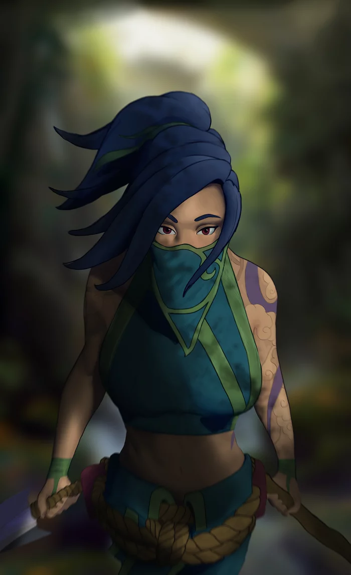 Akali - My, Art, Digital drawing, Game art, Akali, League of legends, 