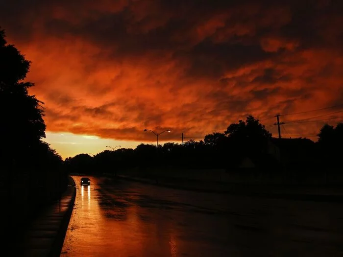 Untitled - Night, Road, Car, Clouds, Untitled, 