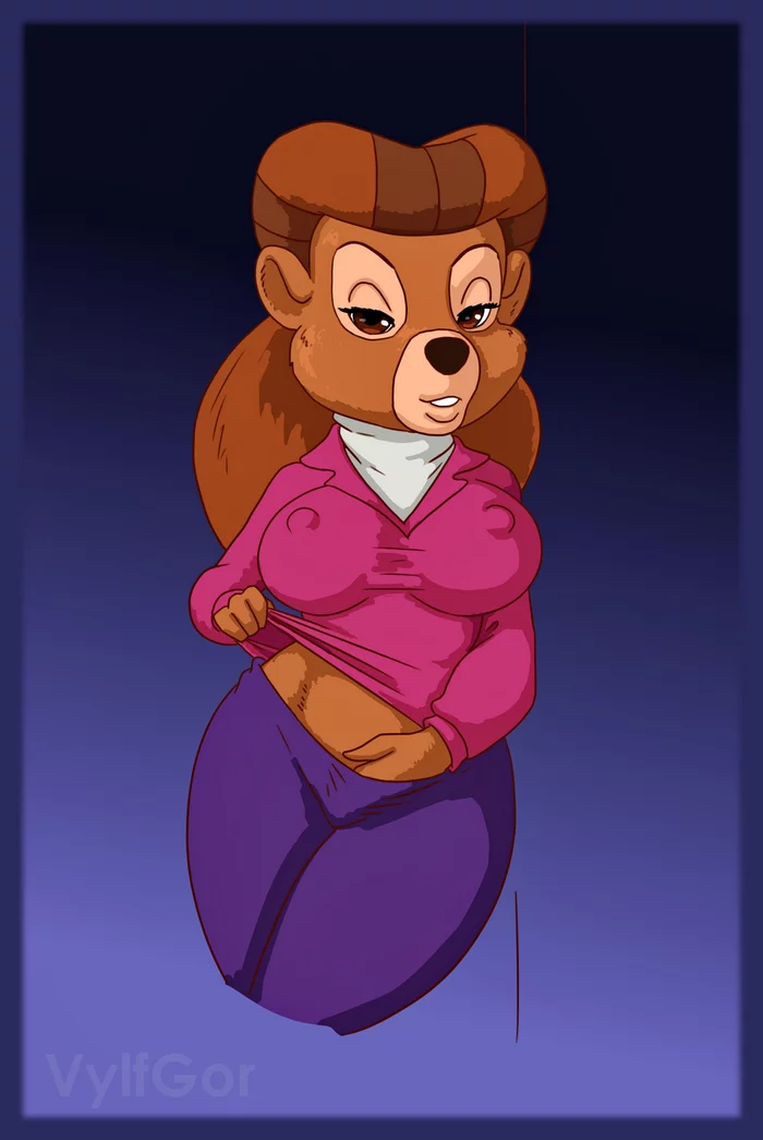 Rebecca Cunningham - NSFW, My, Digital drawing, Wonders on Turns (animated series), Rebecca Cunningham, MILF, Furry Bear, Furry art, Longpost, 