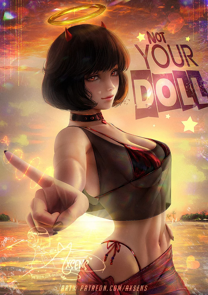 Not your doll - NSFW, Anime art, Anime, Art, Girls, Hand-drawn erotica, Game art, Axsens, 