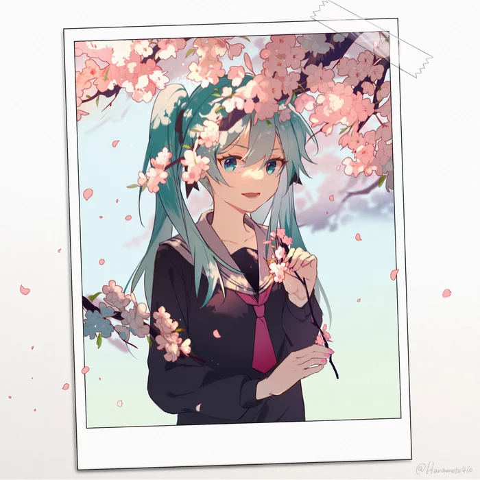Spring flowers - Hatsune Miku, Vocaloid, Anime art, Anime, Sakura, The photo, 