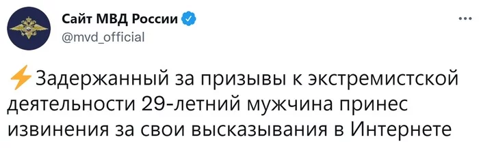 Очередной интернет-воин раскаивается за экстремистские высказывания в сети, угрозы и подстрекательства - Twitter, Скриншот, Общество, Политика, МВД, Интернет, Социальные сети, Экстремизм, Извинение, Полиция, Угроза, Наказание, Подстрекательство, Видео, 