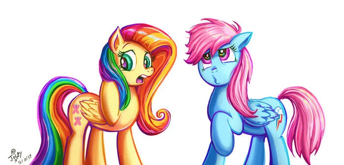 Swapped colors - My little pony, Fluttershy, Rainbow dash, Jowybean, 