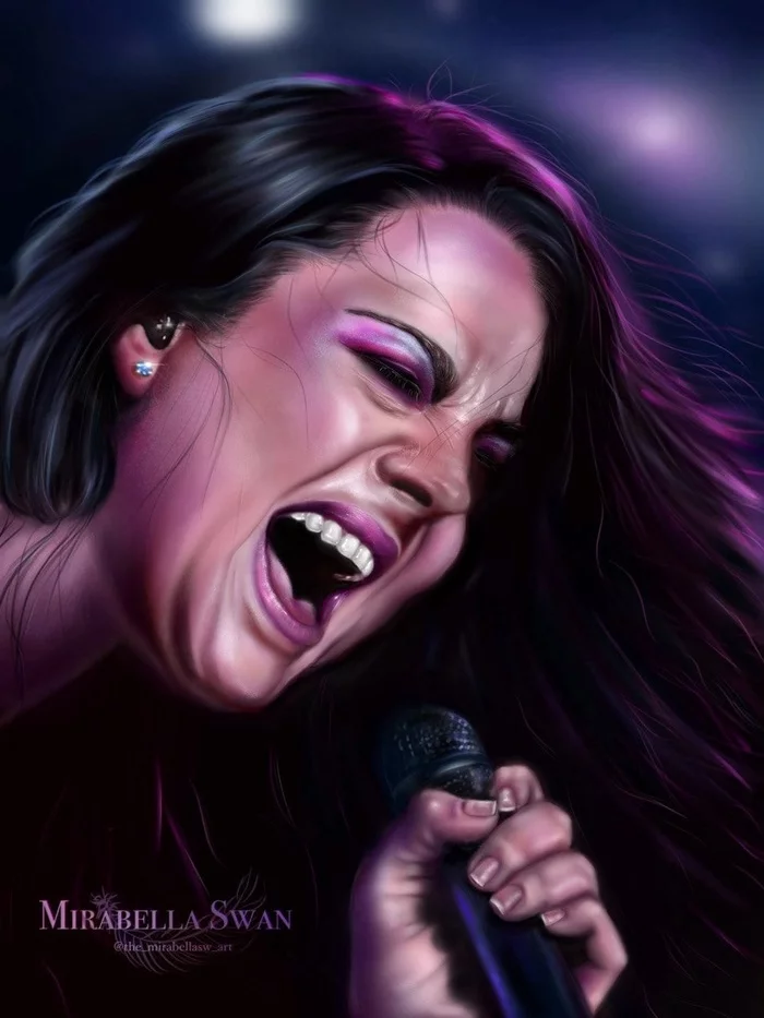 Amy Lee (Evanescence), digital drawing from photo (Procreate) - My, Amy Lee, Evanescence, Digital drawing, Sketching, Beginner artist, Artist, Artist-Kuhn, Procreate, Painting, Art, Hobby