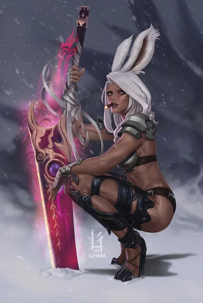 Viera - Рисунок, Final Fantasy, Final Fantasy XIV, Viera, Девушки, Клинок, Animal Ears, G21mm, Арт