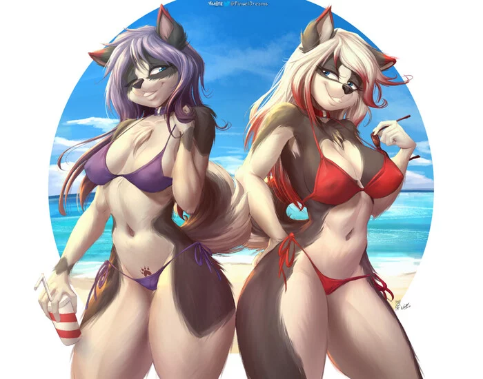 Sexy - Husky beauty on the beach - NSFW, Фурри, Антро, Арт, Furotica, Furry Dog, Viejillox