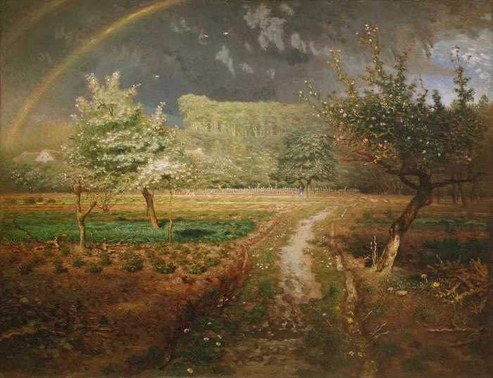 Spring, 1873 - Art, Spring, Mill, Beautiful, Rainbow, beauty of nature, Road, Art